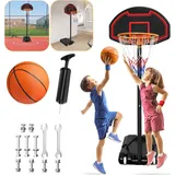 Costway Basketballständer höhenverstellbar, Basketballkorb mit Ständer, Basketballanlage rollbar, Korbanlage gee... - Schwarz/Rot