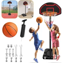 Costway Basketballständer höhenverstellbar, Basketballkorb mit Ständer, Basketballanlage rollbar, Korbanlage gee... - Schwarz/Rot