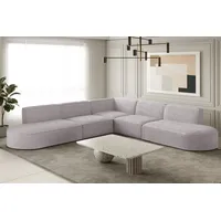 Fun Möbel Ecksofa Designersofa PALMA in Stoff Ascot Rose Seite Universal - Schwarz