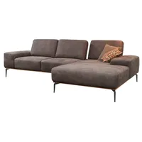 W.SCHILLIG Ecksofa run, Designsofa mit tollem Sitzkomfort, bequem, L-Form, mit Holzsockel, Füße in Schwarz pulverbeschichtet, Breite 299 cm braun