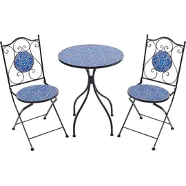 Beliani Balkon Set Metall Mosaik Muster 2 Stühle 1 Tisch Cigliano