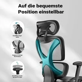 Wiltec Ergonomischer Bürostuhl Schwarz