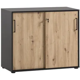 Proregal Raven Aktenschrank 84 x 100 x 41 cm Eiche/Schwarz