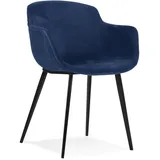KADIMA DESIGN Esszimmerstuhl Samt Retro Polstersessel mit Armlehnen, 59x54x80cm in Blau | Gr.: onesize