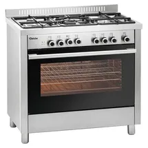 Bartscher 5-Flammen Gasherd mit Elektro-Multifunktionsbackofen