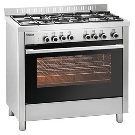 Bartscher 5-Flammen Gasherd mit Elektro-Multifunktionsbackofen