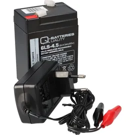Q-Batteries Set - Bleiakku und Ladegerät - 6V 4,5Ah Q-Batteries Akku 0,6A Lader