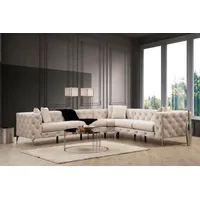 Hanah Home, Como Right - Ecru, Ecksofas, Ecru, Polyester, 310 x 70 x 270 x  cm - Beige