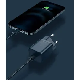Baseus Super Si 1C Schnellladegerät Usb Type C 20W + Usb Type C - iPhone Kabel 1m Blau