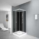 Marwell Black Reef Komplettdusche mit Eckeinstieg 80 x 195 cm silber matt