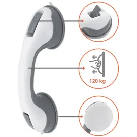 Spetebo Haltegriff mit Saugnapf 120 kg Duschgriff rutschfest grau/weiß 2er Set