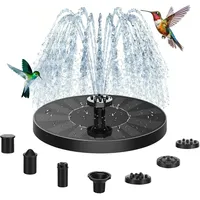 Auauraintt Solar-Teichbrunnen, Solarbrunnen für den Außenbereich, mit 6 Düsen, für Vogelbäder, Teiche, Wasserbrunnen, Aquarien und Gärten (1 W)