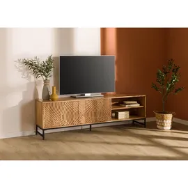 MASSIVMOEBEL24.DE Marrakesch TV-Lowboard 180x40x55 cm Natur Lackiert Schwarz/Holz, Metall, Massivholz