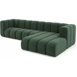 kaiser möbel Ecksofa L-Form Grand L 287 cm, Veloursstoff Salvador, Grün, Rechts - Grün