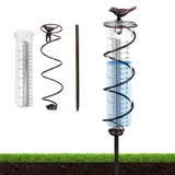 BORDEAG Regenmesser Für Garten Frostsicher, Regenmesser Glas Mit Metallrahmen, Gusseisen Vogel Zum Aufhängen, Dekorativer Niederschlagsmesser Für Außenbereich
