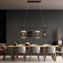 Nowa Rattan 4-flg. 74 cm schwarz Holzgeflecht