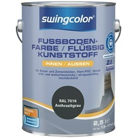 swingcolor 2in1 Flüssigkunststoff / Fußbodenfarbe RAL 7016  (Anthrazit-Grau, 2,5 l, Seidenmatt)