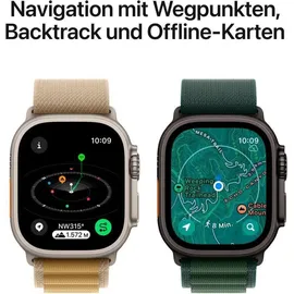 Apple Watch Ultra 2 GPS + Cellular 49 mm Titangehäuse schwarz, Trail Loop schwarz M/L