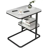 TWSOUL Beistelltisch Sofatisch mit 2 Ablagen,Sofatisch, Laptoptisch, 50 x 58.5 x 30 CM schwarz