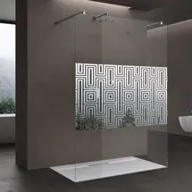 doporro Duschwand Duschtrennwand 140x200 Walk-In Dusche mit Doppel-Stabilisator aus Echtglas 10mm ESG-Sicherheitsglas Klarglas mit Labyrinth-Design