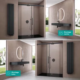 doporro Duschtür Nischentür dusche Duschabtrennung Duschkabine 100x195cm Duschwand schwarz ESG-Sicherheitsglas Duschabtrennung Soft-Close Klarglas inkl. Nano-Beschichtung Teramo12k