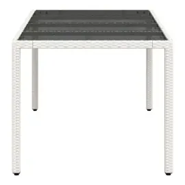 vidaXL Gartentisch mit Glasplatte Weiß 190x90x75 cm Poly Rattan