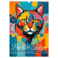 Calvendo Pop-Art Katzen - Moderne, verrückte Katzenporträts (Wandkalender 2026