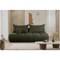 Fun Möbel Schlafsofa Designersofa Sofa 3-Sitzer ANZIA in Stoff Ascot Bukla, Rundumbezug, inkl. Schlaffunktion mit Bettkasten grün
