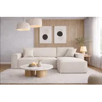 kaiser möbel Ecksofa mit schlaffunktion und bettkasten, Ecksofa L-Form Eckcouch L-Form BEST stoff Neve Rechts Ecru - Creme
