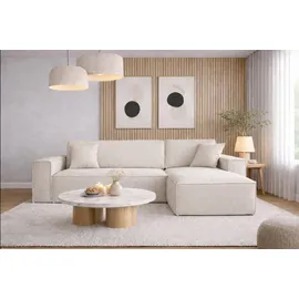 kaiser möbel Ecksofa mit schlaffunktion und bettkasten, Ecksofa L-Form Eckcouch L-Form BEST stoff Neve Rechts Ecru - Creme