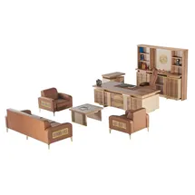 JV Möbel Büroeinrichtung Komplett Schreibtisch Sofas Stauraum Arbeitszimmer Braun