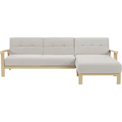 Ecksofa SIT & MORE "Billund L-Form", beige, B:264cm H:88cm T:183cm, 100% Polyester, Sofas, Armlehnen aus Buchenholz in natur, verschiedene Bezüge und Farben