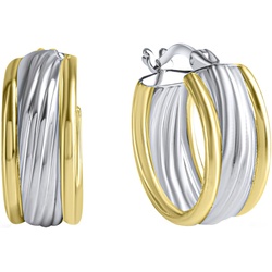 Paar Creolen FIRETTI "Schmuck Geschenk, Ohrringe, Silber 925", gold (silberfarben, gelbgoldfarben), Ohrringe, Damen, Silber 925 (Sterlingsilber)