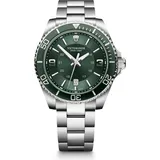 Victorinox Herren-Uhr Maverick Large, Herren-Armbanduhr, analog, Quarz, Wasserdicht bis 100 m, Gehäuse-Ø 43 mm, Armband 21 mm, 178 g, Grün/Silber