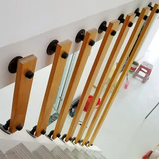 Handlauf für Treppen - Komplettset, Geländer aus Holz Drinnen draußen Treppengeländer für ältere Kinder Treppen geländer aus Holz mit Handlauf