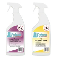 FUTUM 1L Bettwanzen-/Flohspray + 1L Milbenspray für Matratze Bettwanzen bekämpfen auf Wasserbasis