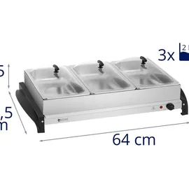Royal Catering Buffetwärmer 3X2L Warmhalteplatte Elektrisch Heizplatte Wärmeplatte 400w