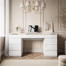 lookway Schreibtisch AURORA DOUBLE GOLD Weiß / Gold