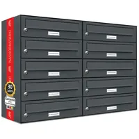 AL Briefkastensysteme 10er Briefkasten Anthrazitgrau inkl. Zeitungsfach