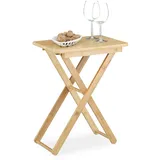 Relaxdays Beistelltisch klappbar, Bambus Holz, Klapptisch klein, rechteckig, HBT: ca. 52 x 40 x 31 cm, natur
