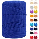 LEREATI Polyester Garn 3mm x 170m, Makramee Garn 3mm Geflochten Makramee Schnur Bunt, Macrame Cord 3mm Farbig für Geschenk, Häkeltasche, Umhängetasche, Platzteller, Wohndekorationen (Königsblau)