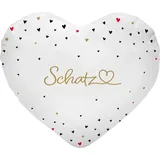 GRUSS & CO Plüschkissen mit Motiv Schatz | Herzkissen, 30 cm x 28 cm, Wendemotiv, Polyester | Liebe, Valentinstag, Geschenkidee | 74452