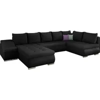 Wohnlandschaft mit Bettfunktion Polstergarnitur Ecksofa mit Schlaffunktion und Bettkasten Couch für Wohnzimmer Schlafsofa Sofagarnitur Sofa Eckcou... - Schwarz