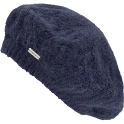 Baskenmütze CHILLOUTS, Damen, blau (navy), Feinstrick, Materialmix, unifarben, Zopfmuster, modisch,klassisch,feminin, Mützen, mit Zopfmuster-Design