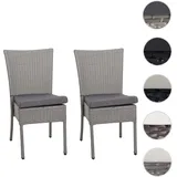 Mendler 2er-Set Poly-Rattan Stuhl HWC-G19 Gartenstuhl 0 x 0 x 0 cm grau