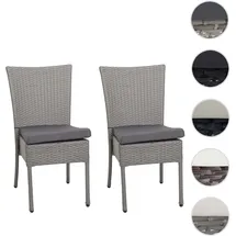 Mendler 2er-Set Poly-Rattan Stuhl HWC-G19 Gartenstuhl 0 x 0 x 0 cm grau