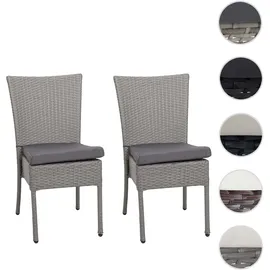 Mendler 2er-Set Poly-Rattan Stuhl HWC-G19 Gartenstuhl 0 x 0 x 0 cm grau
