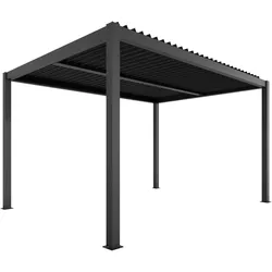 Ximax Lamellendach Pergola Shade freistehend 3x4 m Inkl. Farbbeleuchtung Dunkelgrau Elektrisch