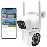 GENBOLT WLAN Überwachungskamera Aussen, 2.4/5GHz WiFi Überwachungskamera Außen Mit Dual Lens, CCTV IP Security Kamera Überwachung Aussen Outdoor Sicherheitskamera Mit Farbnacht, Humanoide Erkennung