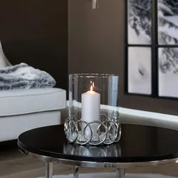 Juwel Glas Windlicht mit Metallringen